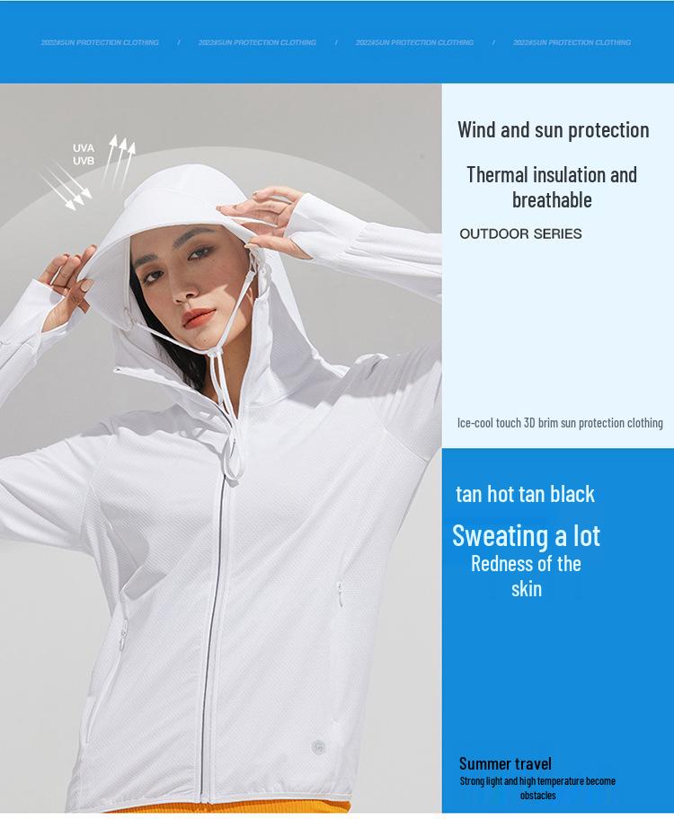 UPF50+ Printed Ice Silk Sun Protection Jacket with Detachable Hood for Men & Women – Breathable, Anti-UV.