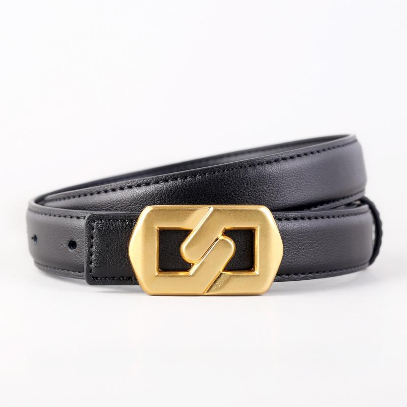 

Leather Belt For Women With Metal Buckle And Vintage Style For Casual Or Office Wear чёрный