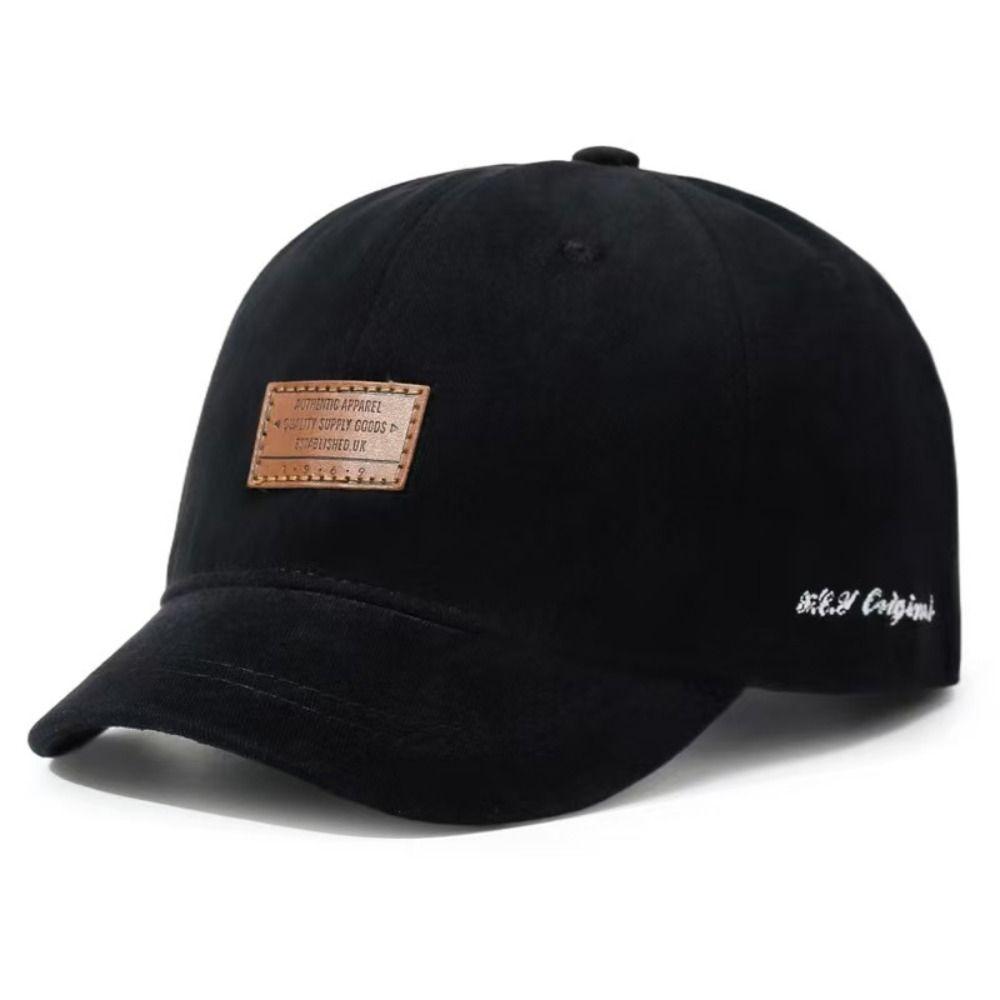 Adjustable Back Strap Leather Patch Baseball Cap Cotton Adjustable Cap Dad Hat For Women Men