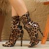 Eilyken New Design Leopard Print Patent Leather Zipper Women Boots Sandals Fashion Peep Toe Thin High Heels Shoes