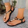 Sandali Piatte da Donna con Perline Casual Clip-Toe Suola Morbida Scarpe da Spiaggia Donna Leggere Scarpe con Elastico Estivo Sandali Leggeri