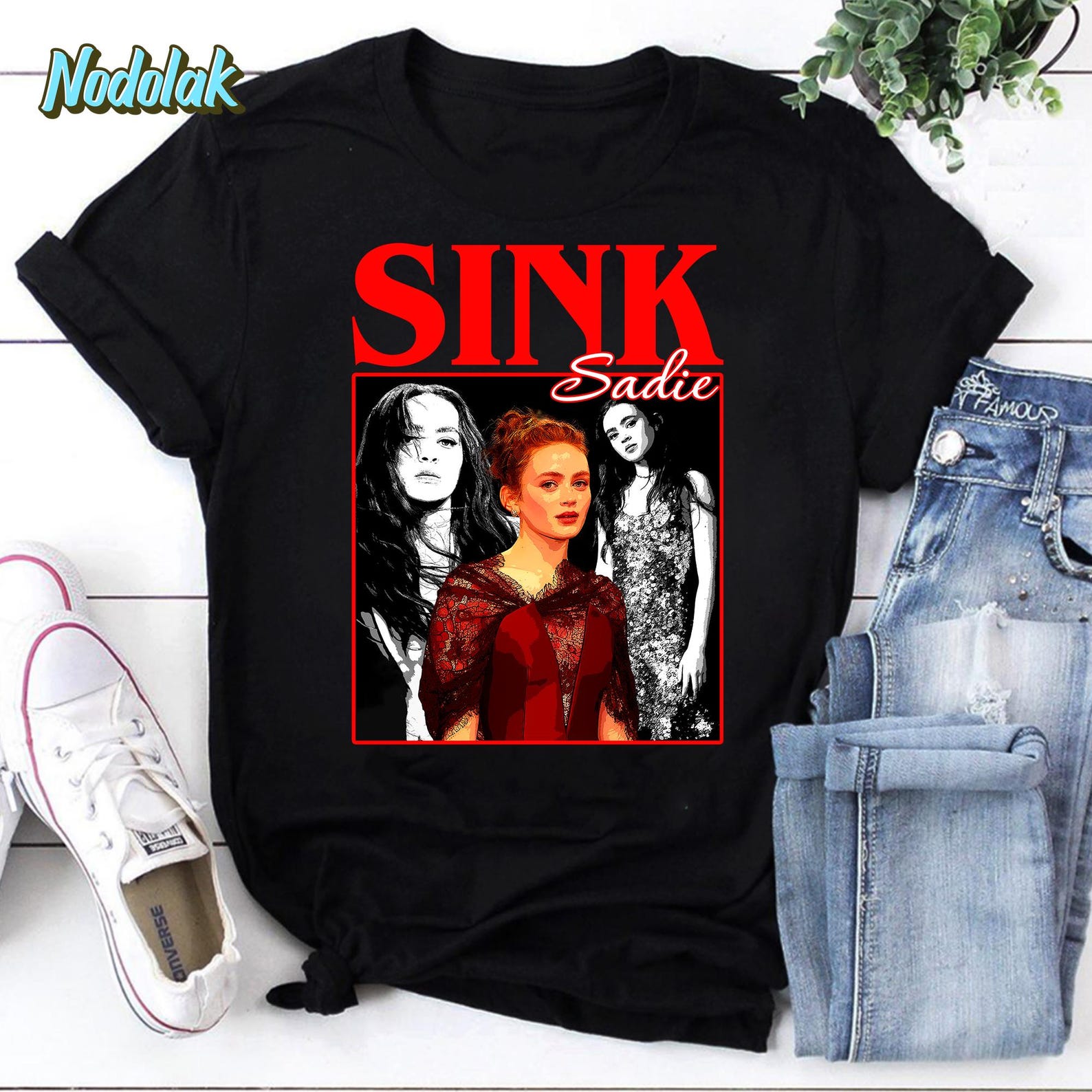 Sadie Sink Vintage Shirt – Retro Fan Collage Graphic Tee, Sadie Sink Inspired Merch, Unisex Sadie Aesthetic Gift for Fans L