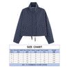 Womens Stand Collar Long Sleeve Colorblock Polka Dot Drawstring Jacket Short Outerwear