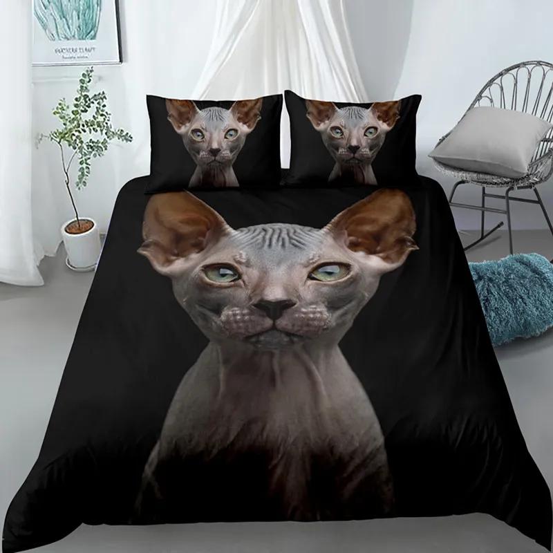 Canadian Sphynx Cat Duvet Cover King Queen Lovely Pet Kitty Bedding Set Kids Teens Adults Cute Animal Soft Polyester Quilt Cover