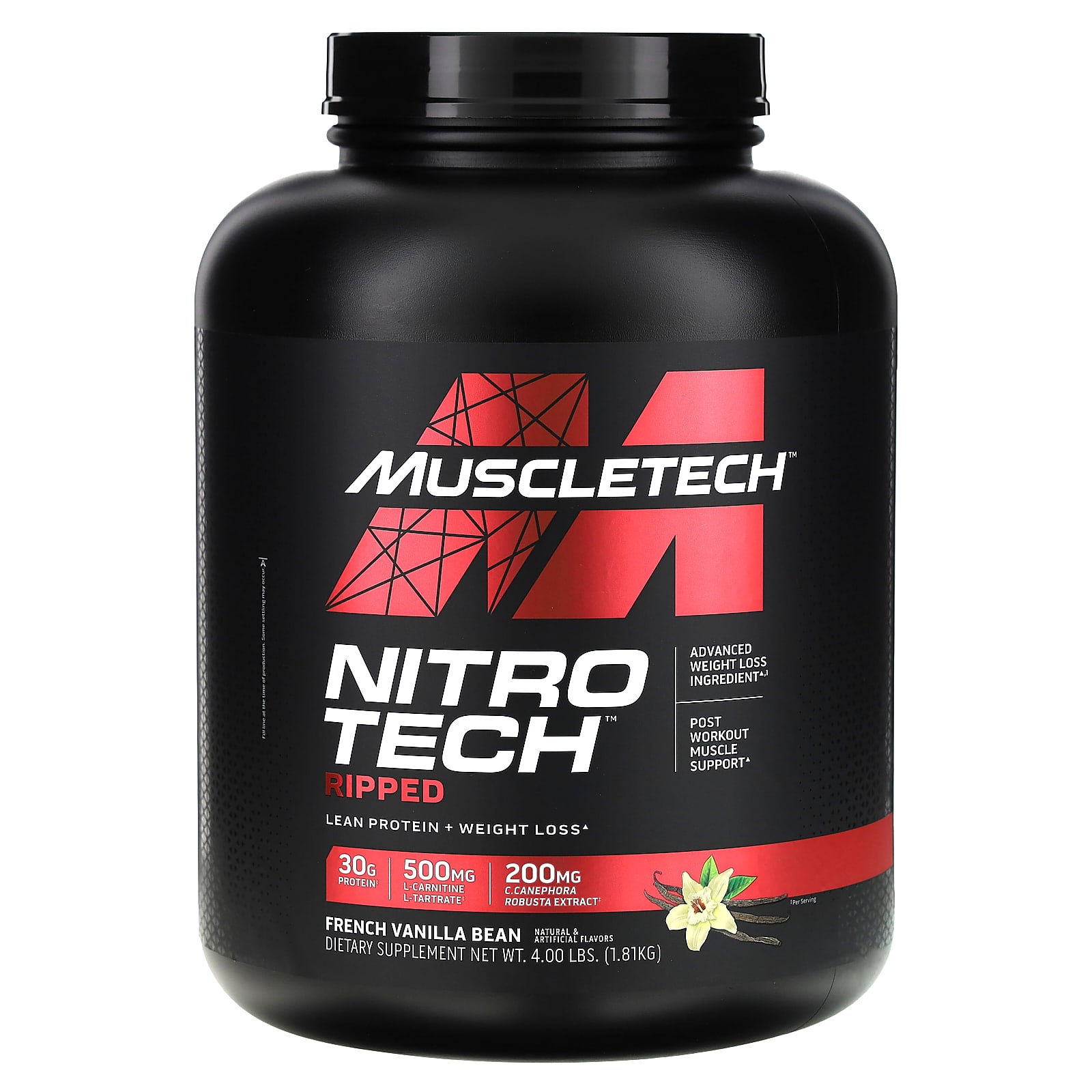 

Nitro Tech Ript, Ultimate Protein + Weight Loss Formula, French Vanilla Swirl, 4 Lbs (1.81 Kg)