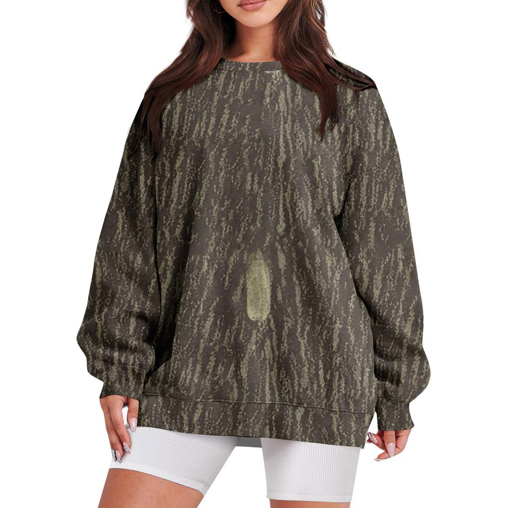 Damen Casual Fashion Vintage Bedrucktes Langarm-Sweatshirt mit O-Ausschnitt und Lagenpullover