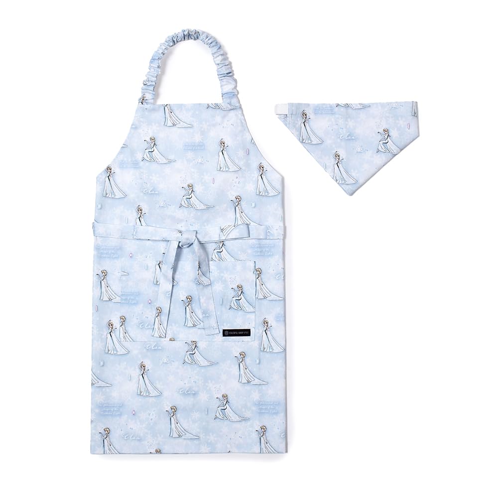 

COLORFUL CANDY STYLE Disney Kids Apron for Triangle Scarf Elementary School Easy to Put On and Take N1254130 Girls, Set, Students, Off, 130-160, Elsa,