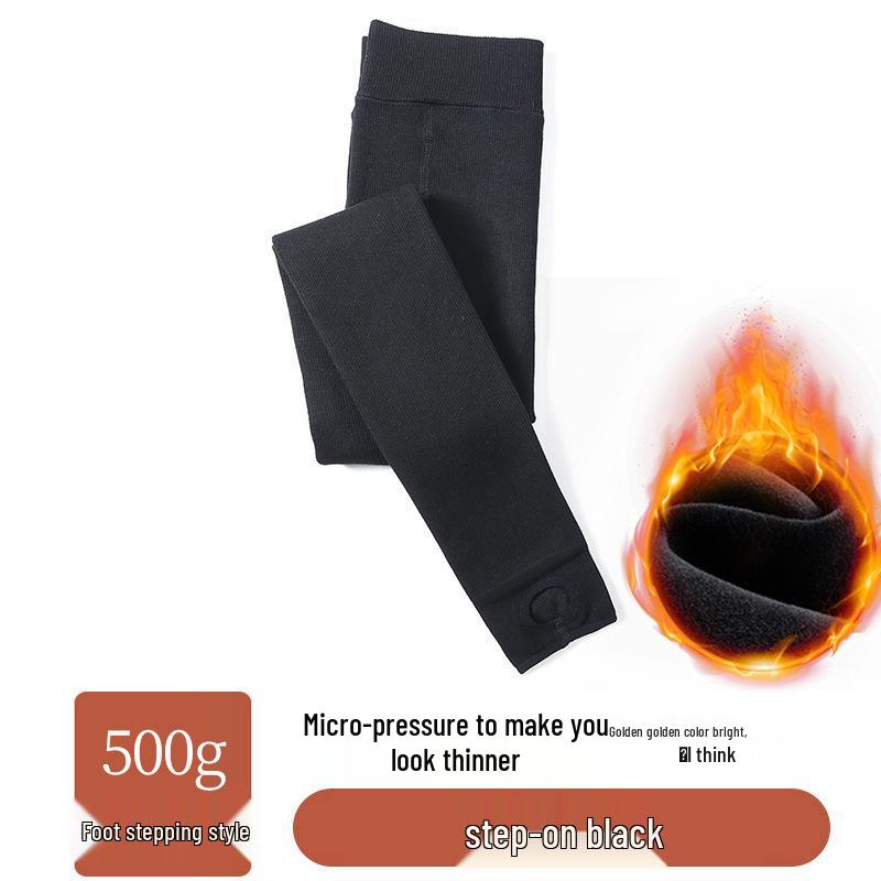 Women's Plus Velvet Thick Base Layer Pants: Leg-Slimming, Non-Slip, Warm Pantyhose for Spring & Fall, with Foot Coverage.