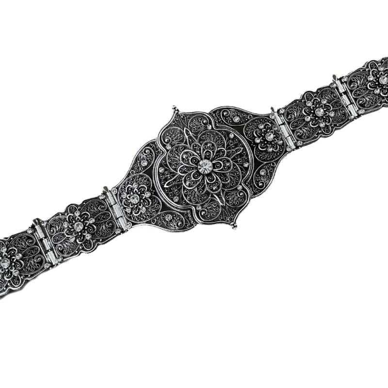 Vintage Crystal Wedding Body Chain Belt Caucasian Ethnic Style Waist Band Girdle for Bridal and Formal Occasion