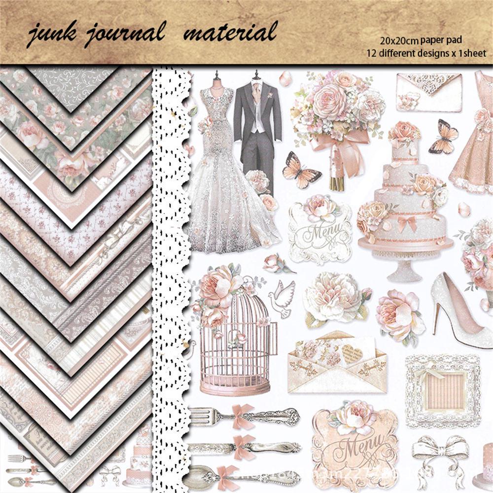 12 Sheets Retro European & American Collage Paper for Journaling and Crafting