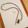 Retro Geometric Wood Pendant Necklace for Women – Unique High-End Sweater Chain Accessory