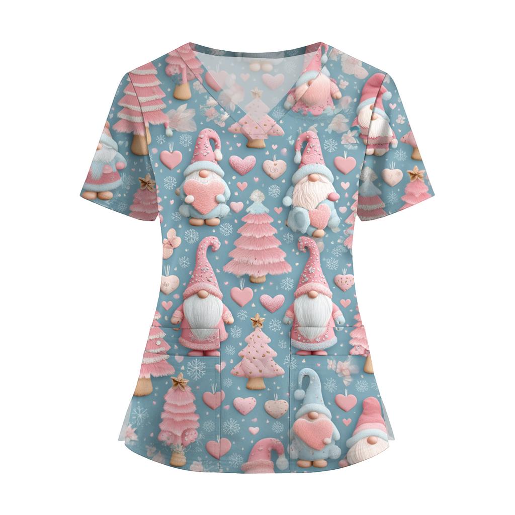 Mote V-hals Kortermet Jumpsuit for kvinner med Lommer Trykte Topper Klær