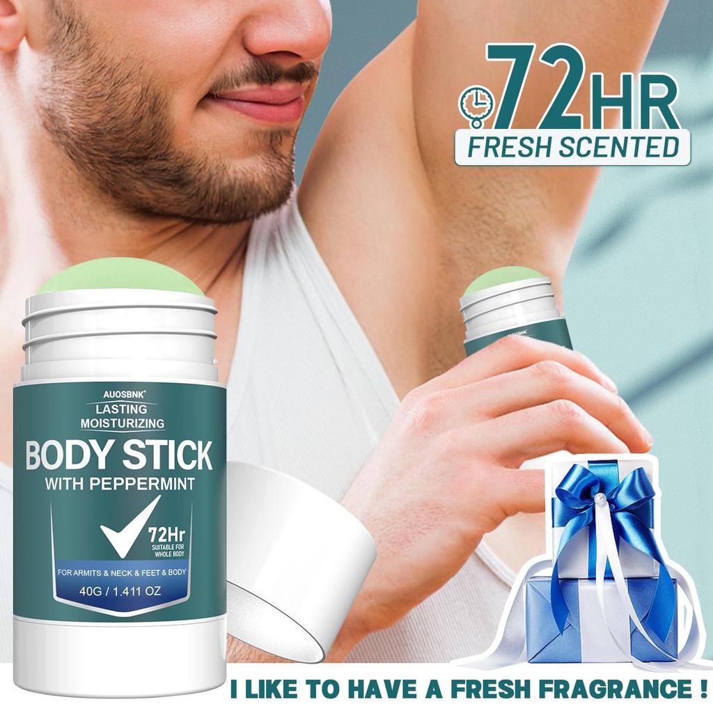 40g-72-Hour Men's Deodorant Stick, With Peppermint & Vitamin E, Gentle and Refreshing, Non-Staining Clothes,