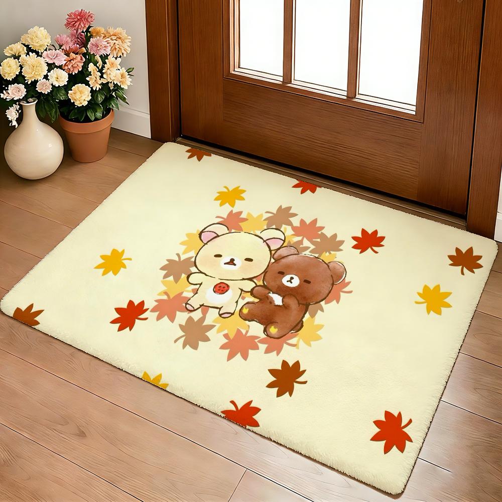 Kwaii Cute P-RilakkumaS Floor Mat Cozy Flannel Soft Thick Non-Slip Mat For Living Room Bedroom Kitchen Decor Rugs