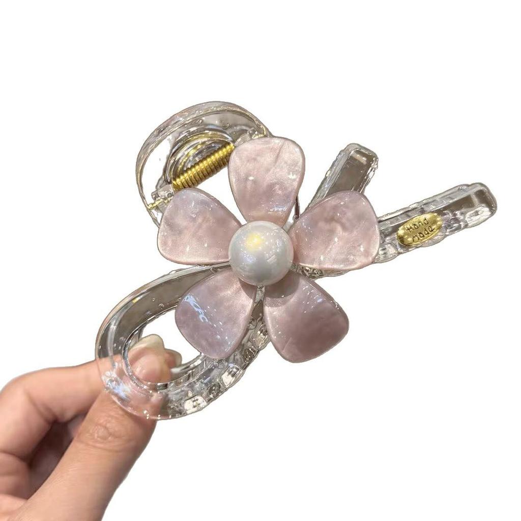 Iridescent Flower Hair Claw Clip for Women - Elegant Korean Style Bun Accessory 2026