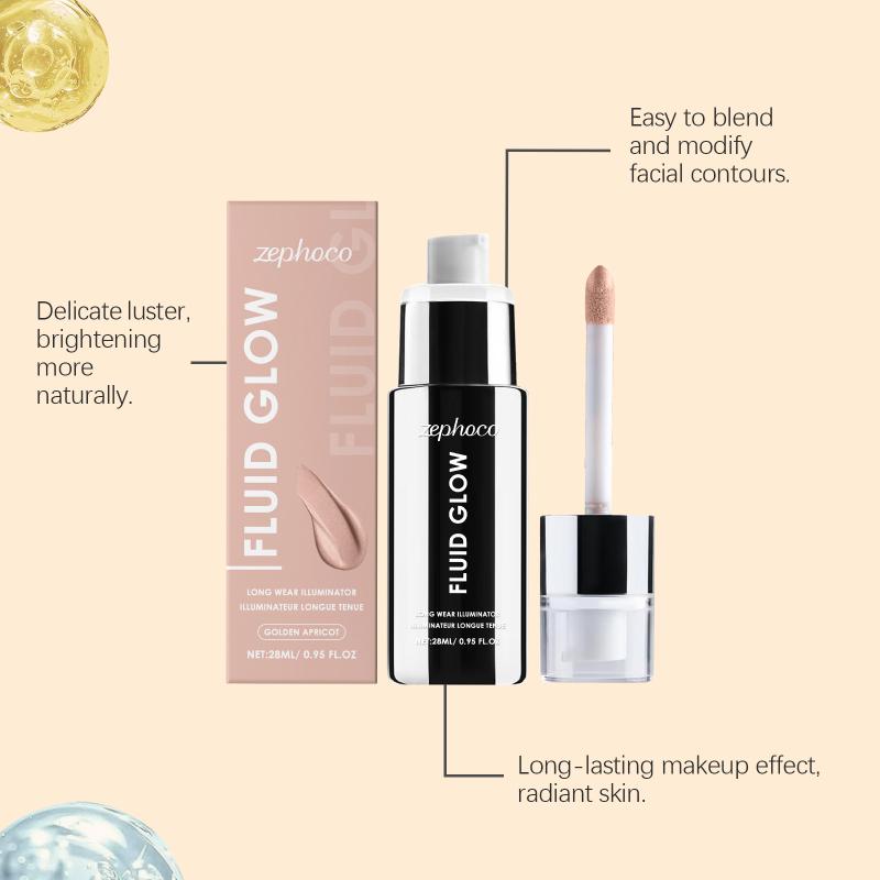 Apricot Highlighter Liquid For Face-Natural Glow, Brightening Skin, Lightweight Texture, Easy To Blend, Enhances Makeup Radiance