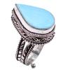 Turquoise Natural Gemstone Antique Silver Plated Ring US Size-7 A 527