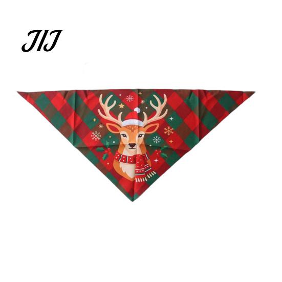 Breathable Pet Neckerchief Christmas Dog Bandana, Triangular Scarf, Snowman Tree Patterns, Bandana Adjustable Bib for Cats, Small Medium Dogs Washable