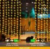 Solar Curtain Light LED Outdoor Waterproof 300leds Garland Decor String Lights Yard Christmas Fairy Wedding Party Terrace Garden