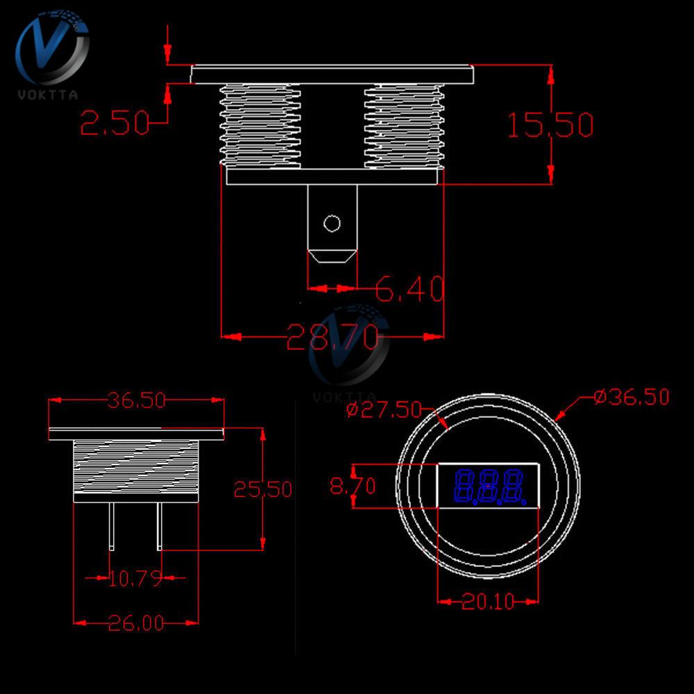DC 5V-48V LED Digital Voltmeter Ammeter Car Motocycle Voltage Current Meter Volt Detector Tester Monitor Panel Display Voltmeter