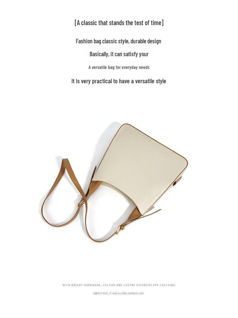 2025 Summer Genuine Leather Color Block Tote: Large Capacity Shoulder & Crossbody Handbag