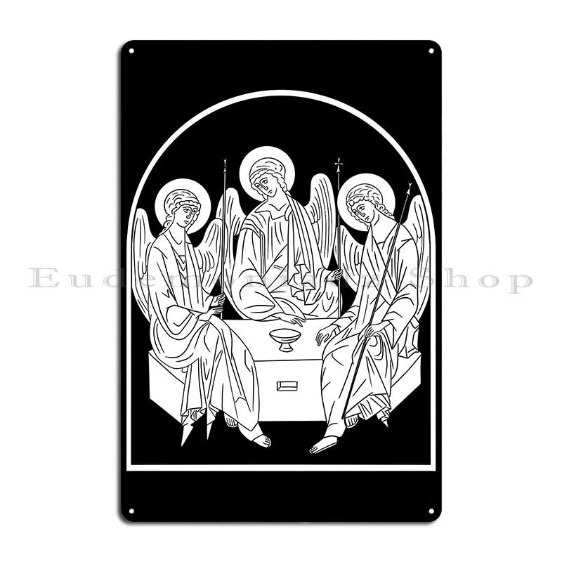 Heilige Drie-eenheid Schilderij Rublev Drie-eenheid Metalen Bord Designer Ontwerpen Decoratie Club Poster Tinnen Bord Poster