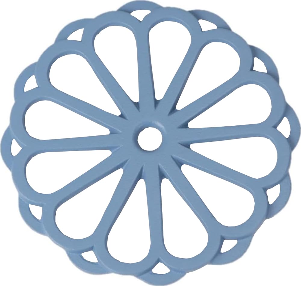 Iwachu Small Chrysanthemum Shaped Pot Holder, Sky Blue, 17.5cm, Nanbu Ironware, 53327