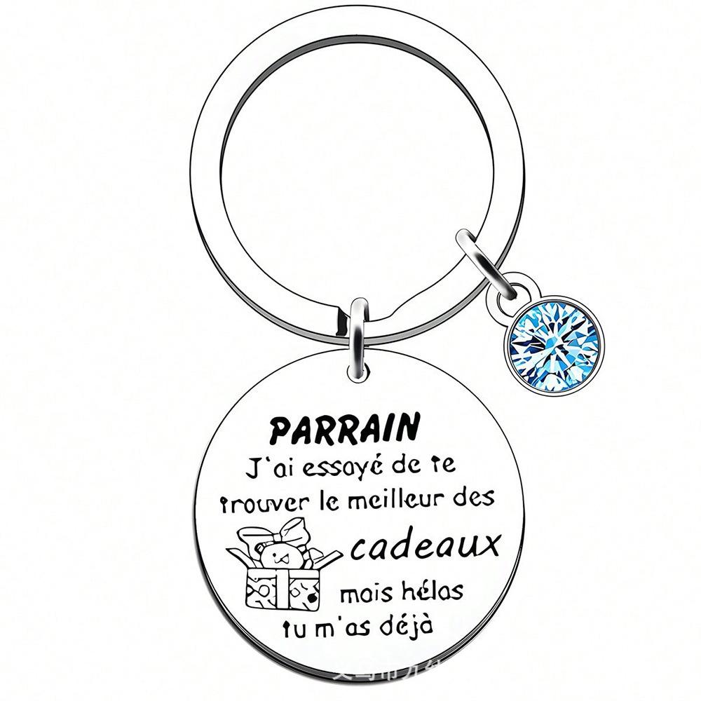 German Russian Spanish Stainless Steel Keychain Commemorative Blessing Stainless Steel Keychain for Mothers Day and Fathers Day Backpack Bag Pendant