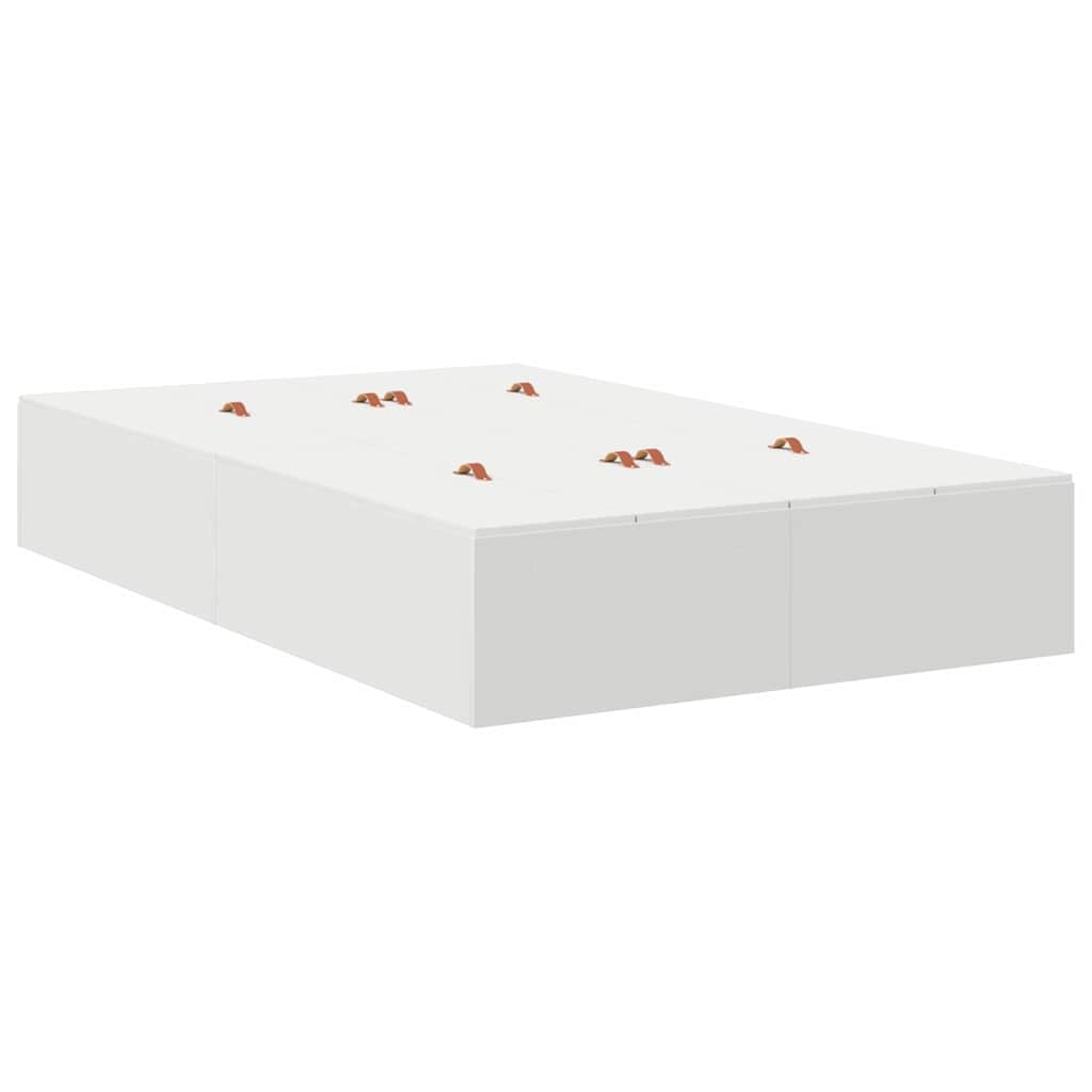 Storage Bed Frame in White 120 cm Wood Based Material