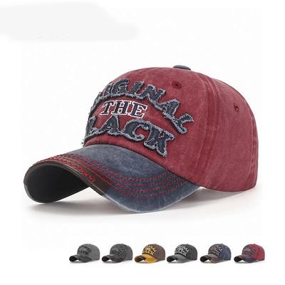 Neue Baumwolle beschichtet Outdoor Sport Waschen Baseballkappe Stickerei Aufnäher Schwarzer Buchstabe Sonnenschutz Sonnenhut Frühling Und Herbst