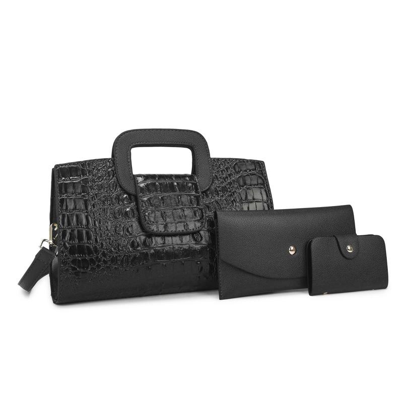 Multi-piece Women's Bag New Crocodile Pattern Fashion Embossed Oblique Span Shoulder Portable Mother and Child Bag