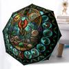 Dinosaur Glass Art Pattern Umbrella, Portable and Foldable Design, 8 Ribs, a Casual Accessory for Halloween, Christmas, and Birthday Gifts.