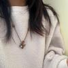 Vintage Flocked Teddy Bear Puppy Pendant Necklace - Elegant Sweater Chain for Women