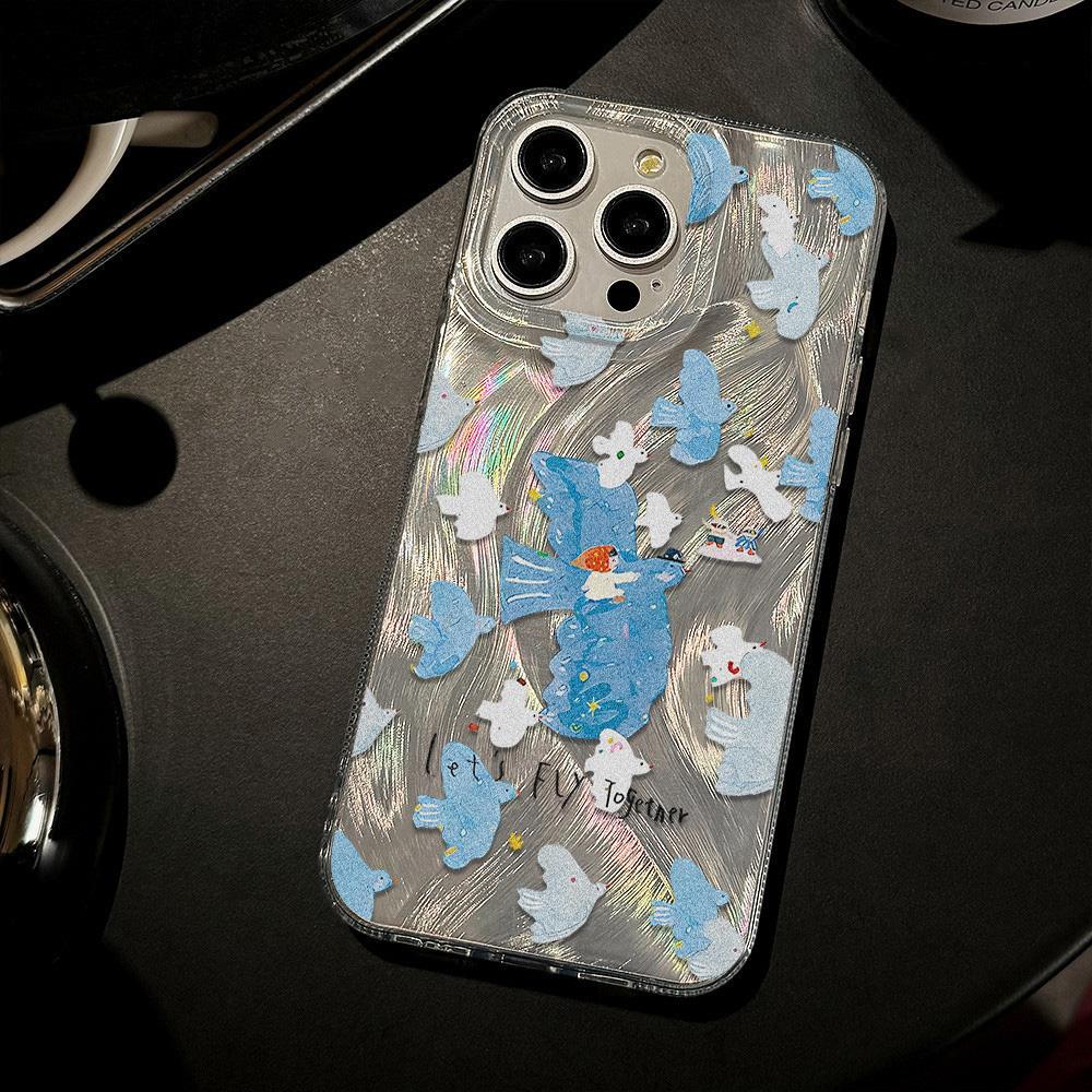 Feather Luster Phone Case for Samsung A53 A14 A33 A12 A32 S24 S23 Plus S20 S21 FE for iPhone 17 15 16 13 Pro 17 16 Pro Max Butterfly Bow Phone Case