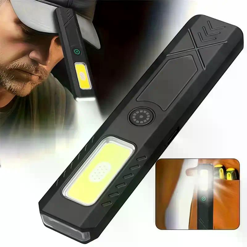 1 Set Portable Mini Torch Outdoor Magnetic LED Flashlight TypeC Rechargeable Light Pocket Lantern Flood Work Lights With 6 Modes