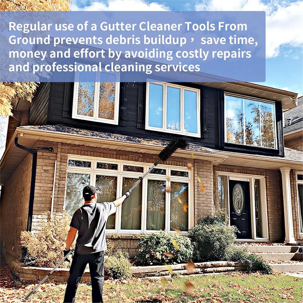 Gutter Cleaning Tools From Ground - Long Adjustable Gutter Cleaner & Brush, Rain Gutter Cleaning Tool for Easy Clean