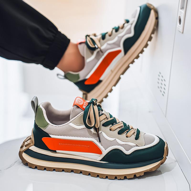 Men's Shoes Mesh Sports Shoes Spring and Summer New Casual Shoes Men's Breathable Thick-soled Travel Dad Shoes Running Shoes