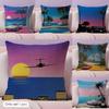 Hhiroshi Nagai Cushion Cover Natural Linen Double Sided Print  Throw Pillow Case for Sofa Couch Home Decor