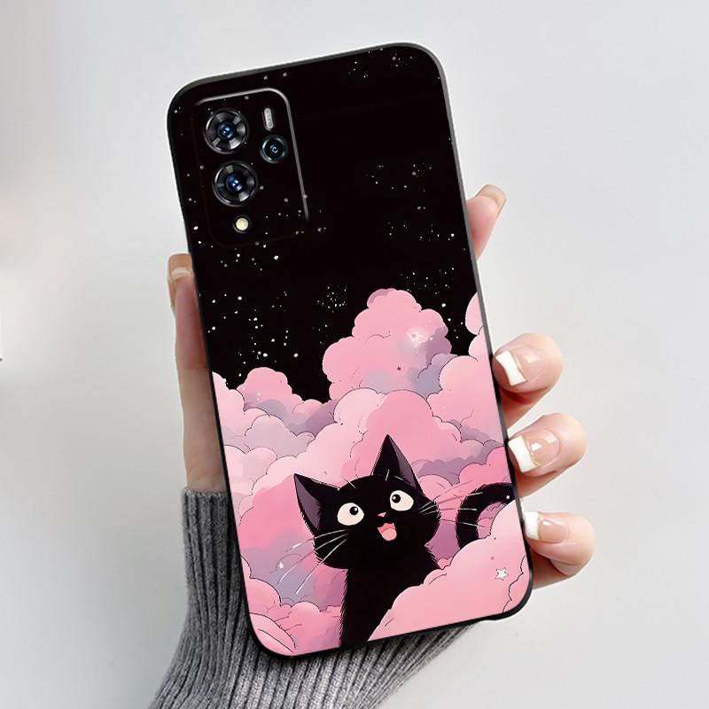 For ZTE Blade V40 Pro/ZTE 9046 Case Cute Love Rabbit Funny Black Matte Soft TPU Protective Back Cover For ZTE V40 Pro Phone Case