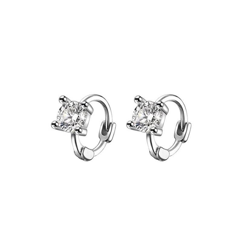 Simple Silver Needle with Diamond Beads Ear Hook Women's Ear Bone Pin Simple Earrings