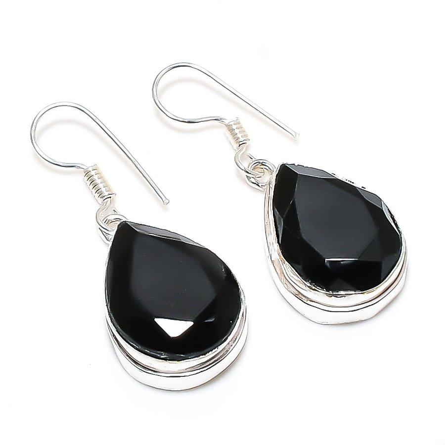 

Black Spinel Gemstone Handmade Ethnic Jewelry Earring 1.46 SR-8135