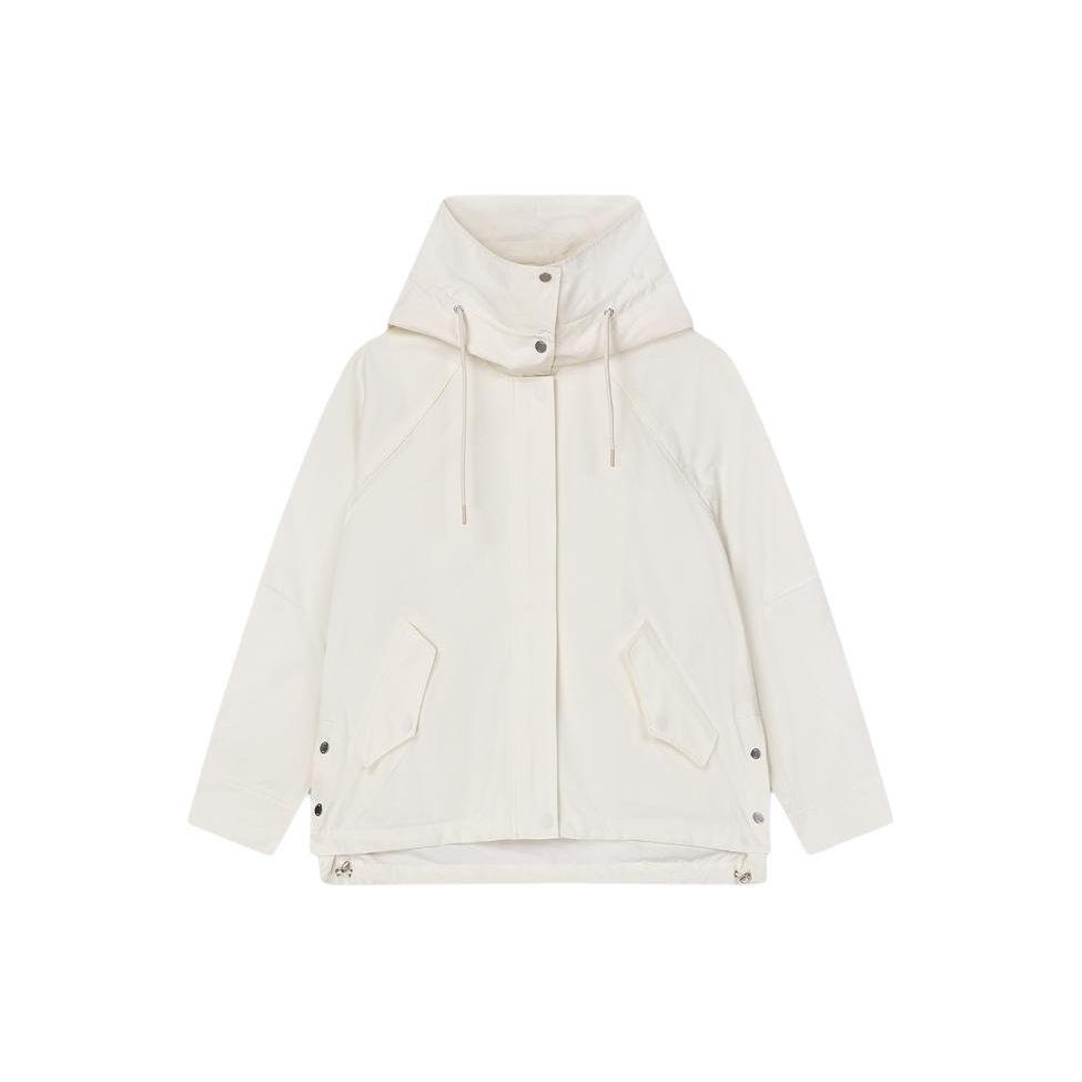 Fila Solid Color Zip-Up Hooded Sports Jacket Women Jackets Steam-White F11W414705F-IV