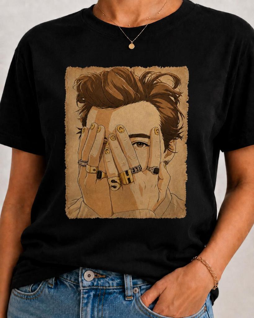 Harry Styles Anime Portrait T-Shirt and kids T-Shirt, Unisex Cotton Blend Concert Tee