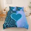 Leopard Heart Duvet Cover Double Size,Microfiber Bedding Set 2Pcs,Fashion Glitter Print Quilt Cover,Kids Boys Girls Room Decor