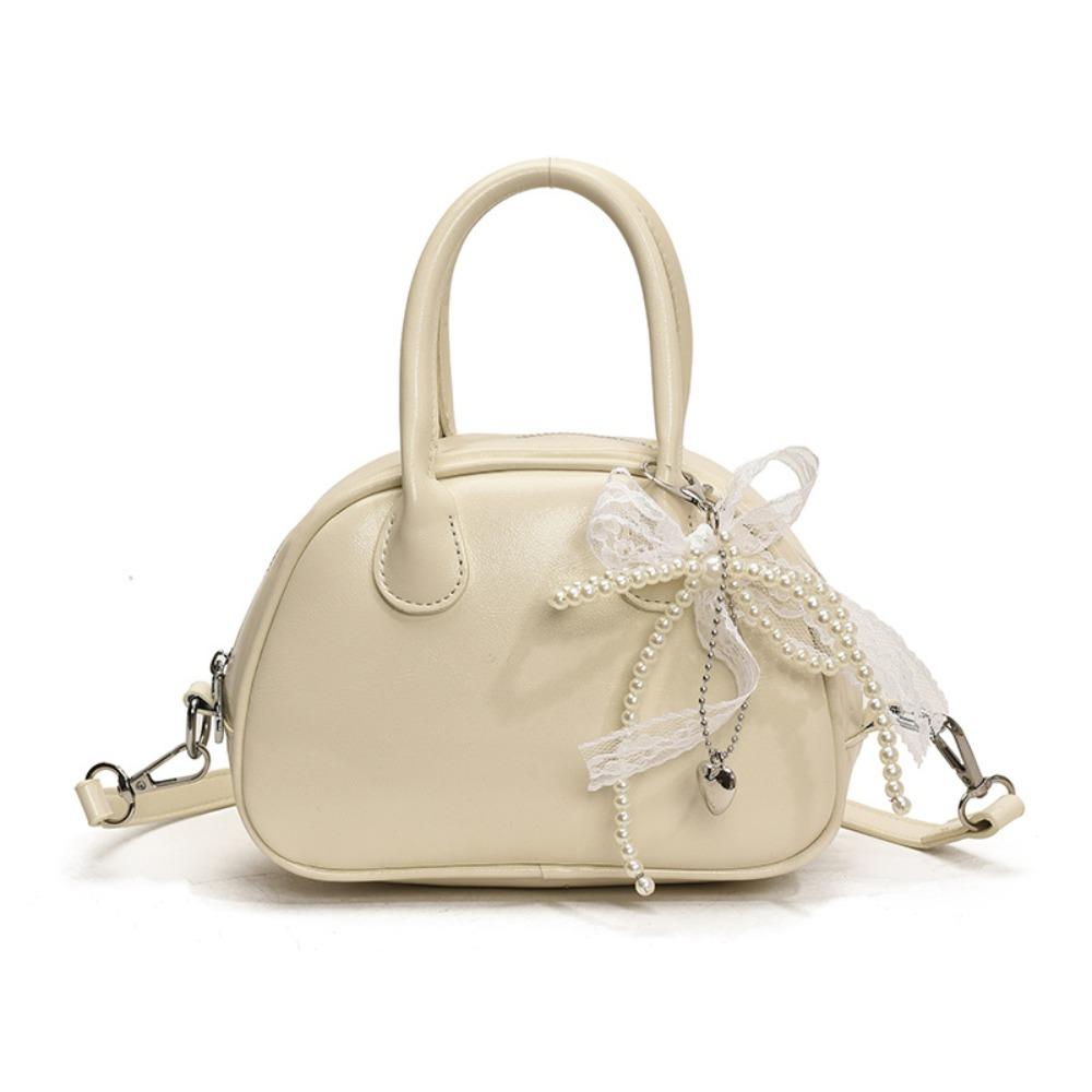 PU Leather Bowling Shoulder Bag Sweet Pillow Handbag Elegant Boston Crossbody Bag Girls/Female