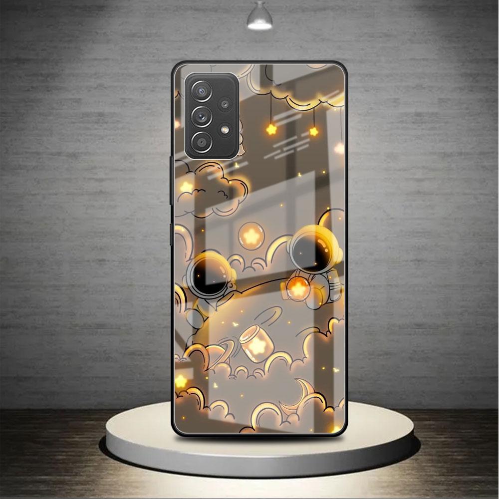 

Стеклянный чехол для Samsung Galaxy A52 A71 A50 A51 A70 A21s A31 A72 A10 A12 A30 A22 5G, чехол для телефона с рисунком астронавта Samsung A71 5G