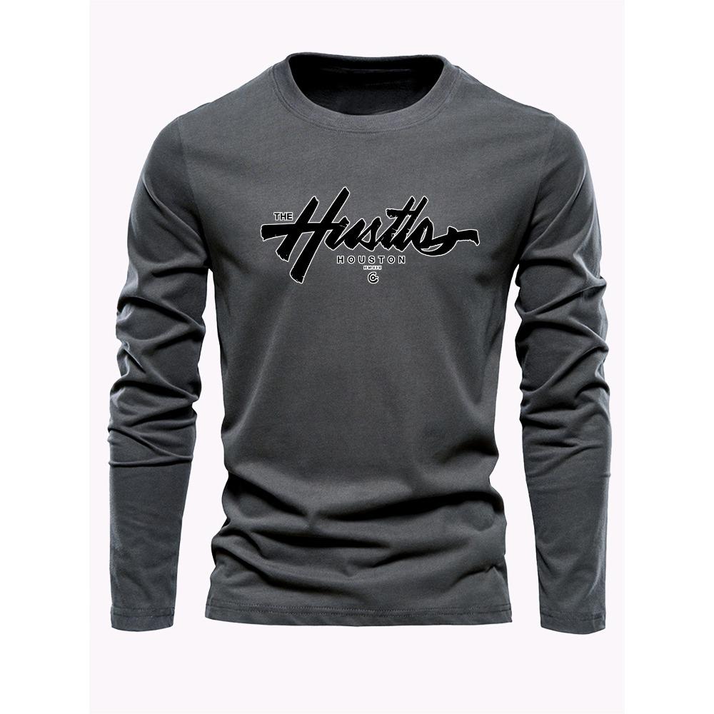 

Men s Spring and Autumn Comfortable Casual Houston Letter Pattern Printed Round Neck Long Sleeve T-shirt Top XL