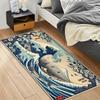Retro Japanese Ukiyo-e Wave Design, Non-Slip And Dirt-Resistant Rug, For Kitchen, Entrance, Living Room Carpet Home Decor