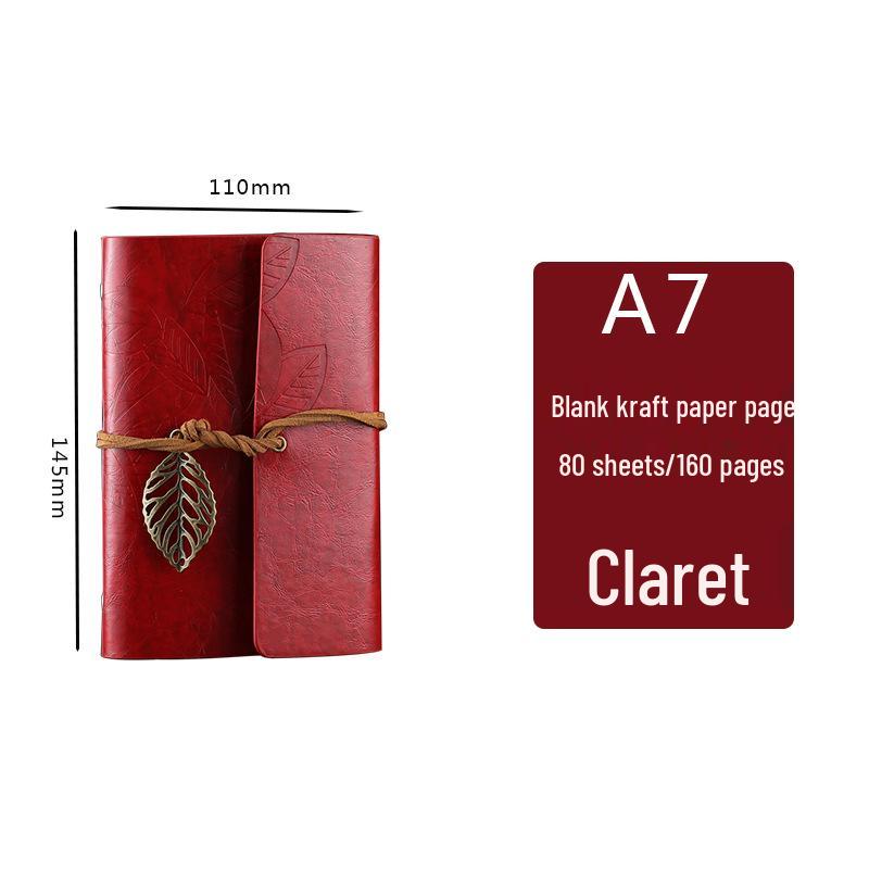 Small Leaf Retro A7 Portable Leather 6-Hole Planner and Journal Notepad