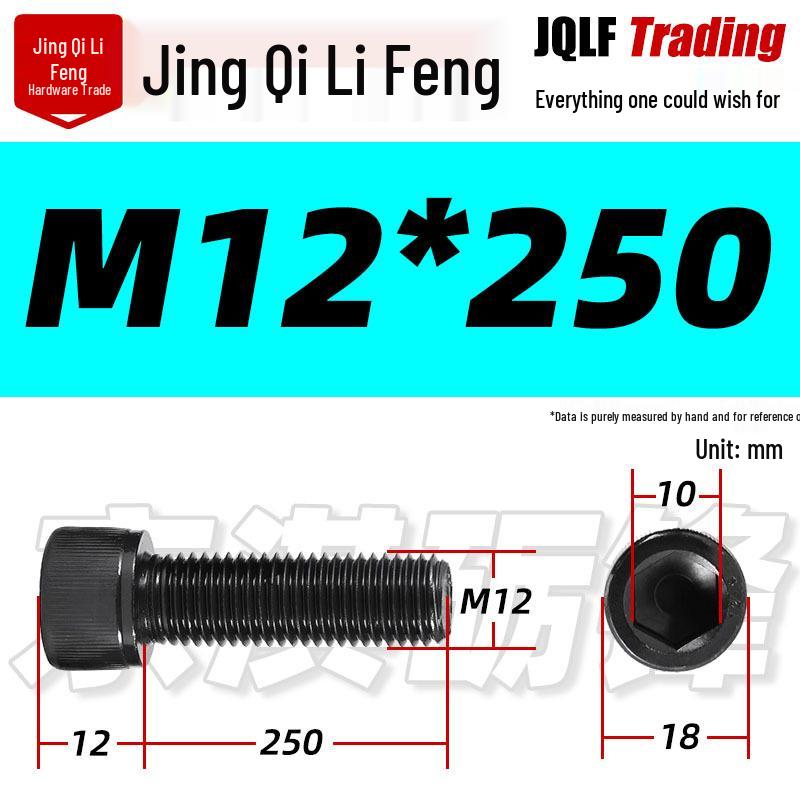 Grade 12.9 Full Thread Hex Socket Head Cap Screws - M3-M14 Black Cylindrical Bolts for Maker Accessories